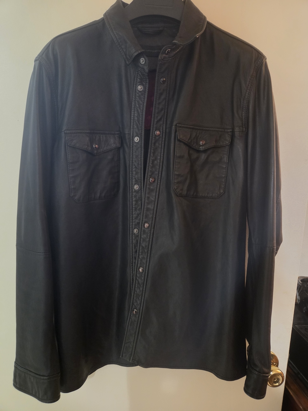 JOHN VARVATOS  Lionel Leather Shirt Jacket Black Large